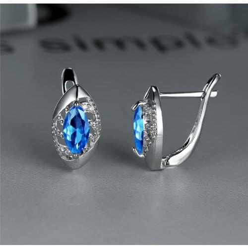 Simple Fashion Rainbow Zircon Hoop Earrings Female Cute Multicolor Birthstone Earrings Rose Gold Silver Color Earrings For Women