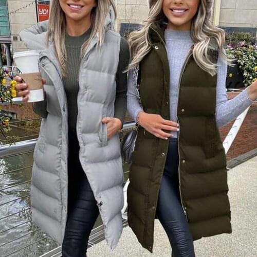 Elina Hooded Side Zipper Vests Women Vogue Single Breasted Straight Coats Women Elegant Casual Pockets Vests Female Ladies