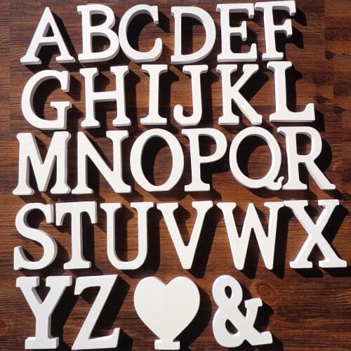 1pc White Wooden Letters English Alphabet Word Personalised Name Design Art Craft Free Standing Heart Shape Wedding Home Decor
