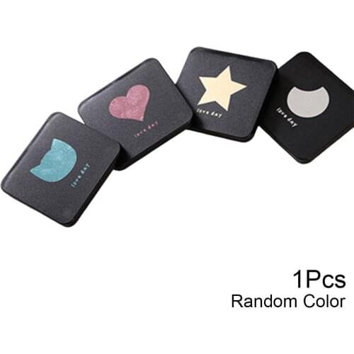 1pc Art Double-Sided Portable Makeup Mirror 7*6.5cm Mini Small Square Folding Mirrors Travel Make Up Tools Random Color