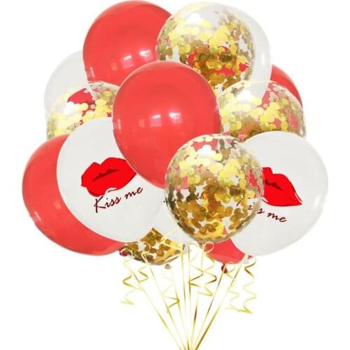 15pcs/lot 12inch Kiss Me Latex Balloons Lip Balloon kiss lip Globos Birthday Party Wedding Decoration Valentines Day Decoration