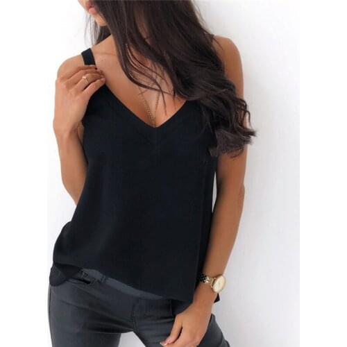 2020 Sexy Vest Women Casual Loose Sleeveless V Neck Solid Color Simple T-shirts Tank Top Camis Tops Tee