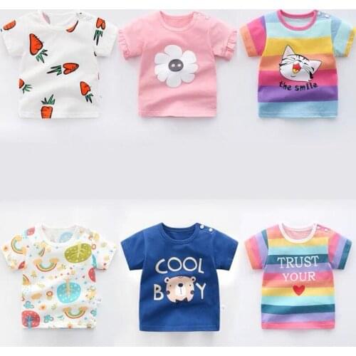 2021 Summer Baby Boys Girls Short Sleeve T-shirts Cartoon Print Childrens Tshirt Toddler Kids Clothes Cotton Tees Tops T Shirt