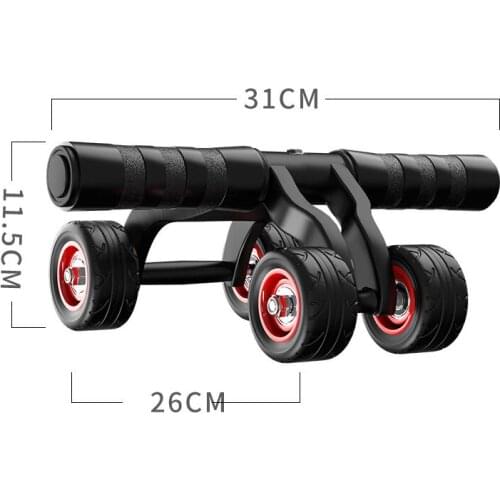 4 Wheel Roller Fitness Home Gym Equipment Bodybuilding Belly Core Trainer for Women Men Ab Roller Abdominal Power + Kneeling Pad