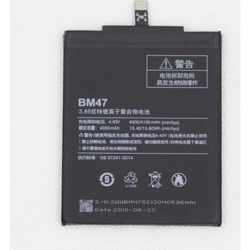 5pcs/lot 4100mAh New Mobile Phone Battery BM47 For Xiaomi Redmi 3 3S 3X 4X Redmi3 Pro Hongmi 3 3s BM 47 internal Phone Battery