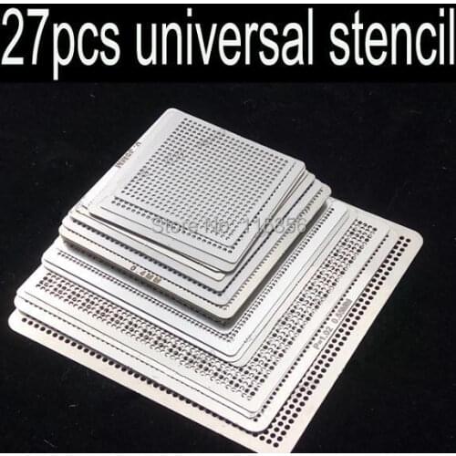 Free shipping 27pcs BGA Reball Reballing Stencil Template Direct Heating Universal Stencil