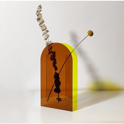 Colorful Acrylic Vase Ins Style Creative Living Room Transparent Dry Flower Ornament Ins Style Hydroponic Flower Arrangement