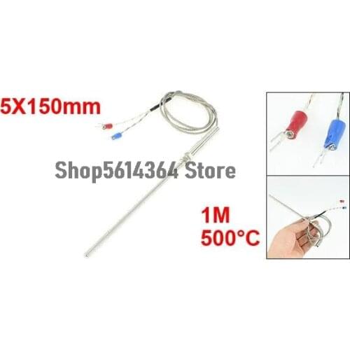 1.5M K Type 500C Degree Celsius Thermocouple Sensor 5mm Probe Dia