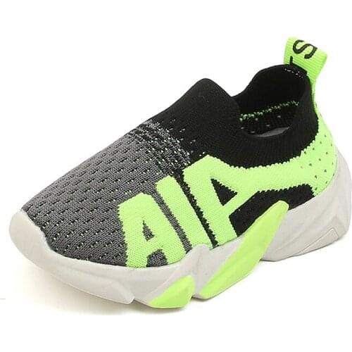 Childrens Flying Woven Breathable Sports Shoes Spring and Autumn Boys Socks Shoes Baby Soft-soled Toddler Breathable Shoes