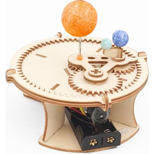 DIY Earth Moon Sun Three Sphere Instrument Kids Handmade STEM Science Education Teaching Wooden Model Kit Children Toys