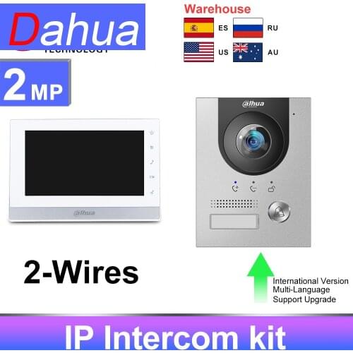Dahua Intercom VTO2202F-P-S2 POE VTH1550CHW-2-S1 VTNC3000A 2-wire Audio Alarm 2-Door Control App Remote Intercom kit