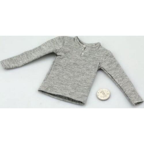 1:6 Grey Color Mens Long Sleeve Shirt Coat Fit 12" Male Action Figure Body Model Accessories