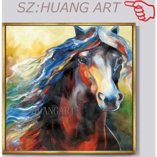 Skilled Artist Handmade High Quality Abstract Running Horse Oil Painting on Canvas Abstract Knife Horse Painting for Living Room