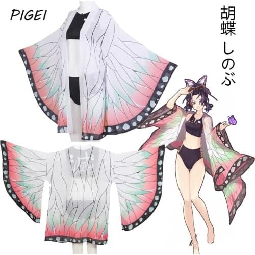Swimsuit Anime Demon Slayer Kochou Shinobu Cosplay Costume Kimetsu no Yaiba Kimono Agatsuma Zenitsu Sexy Bikini Beach Summer