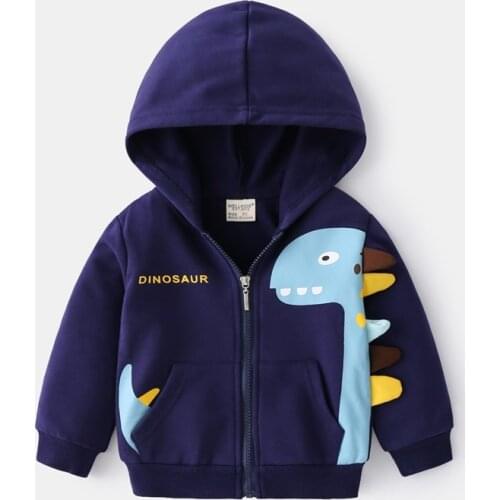 Boys Zipper Jacket Spring Autumn Cartoon Dinosaur Printing Childrens Jackets Coat for Kids