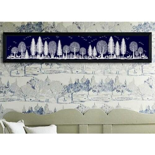 Forest cross stitch package single color plant 18ct 14ct 11ct black cloth cotton thread embroidery DIY handmade needlework