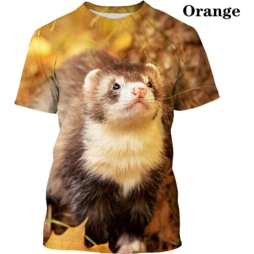 Summer New 3D Printing T-shirt Animal Lovely Ferret Mens and Womens T-shirt Printing Casual T-shirt O-neck Short Sleeve Top