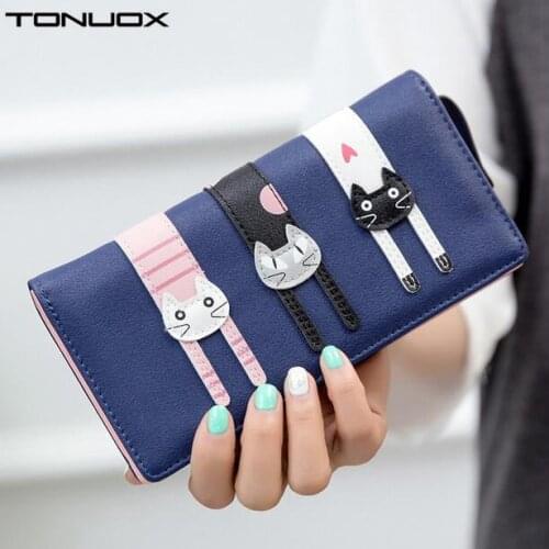 Fashion Brand Women Wallets PU Leather Lady Handbags Cat Prints Clutch Coin Purse ID Cards Holder Long Woman Zipper Wallet Bags