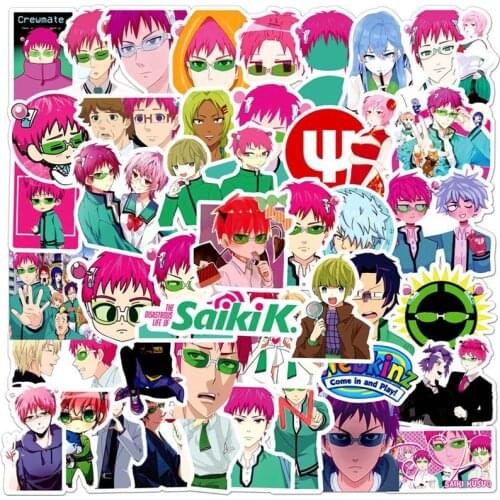 50Pcs/Set Saiki Kusuo No Sai-nan Stickers Japanese Anime Sticker For Decal On Guitar Suitcase Laptop Phone Fridge Motorcycle Car
