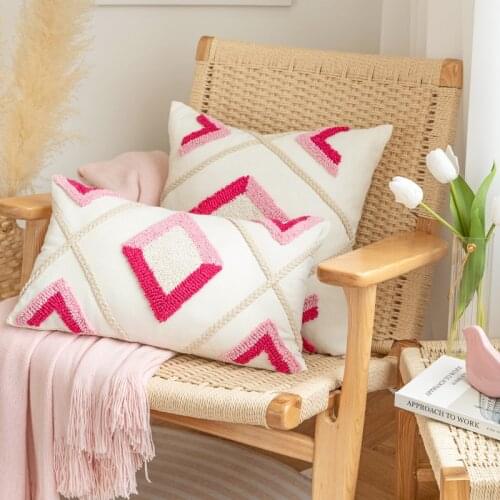 Nordic Geometric Lace Tufted Cushion Cover 45x 45cm/30x50cm Pillow Cover Square Home Decoration for Car Living Room Bed Room