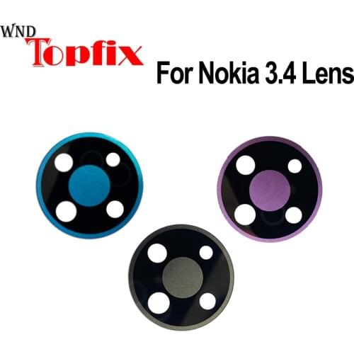 New Back Rear Camera Lens Glass Replacement For Nokia 3.4 Lens With Sticker Top Quality For Nokia 3.4 Back Rear Camera Lens