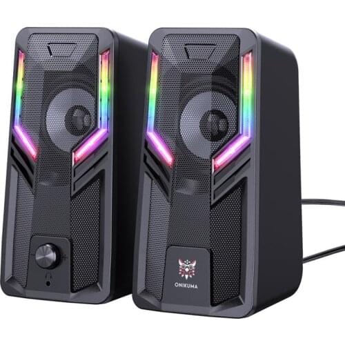 ONIKUMA G6 1 Pair USB RGB Desktop External Magnetic Speakers Laptop Computer Game Loudspeaker With 3.5 Mm Audio Jack