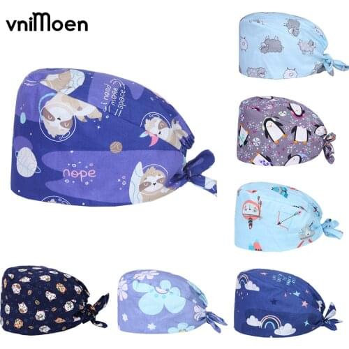 Wholesale beauty salon nursing Health service hat Cotton grooming caring cap Laboratory work cap printing hat scrubs cap women