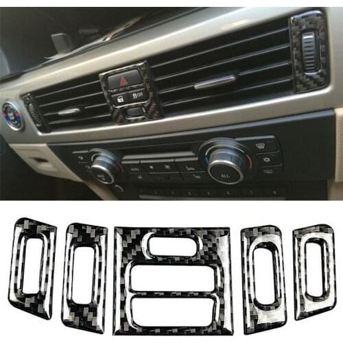 5pcs Air Outlet Trim Car Carbon fiber Parts Central For BMW 3 Series E90 E92 E93 2005-2012