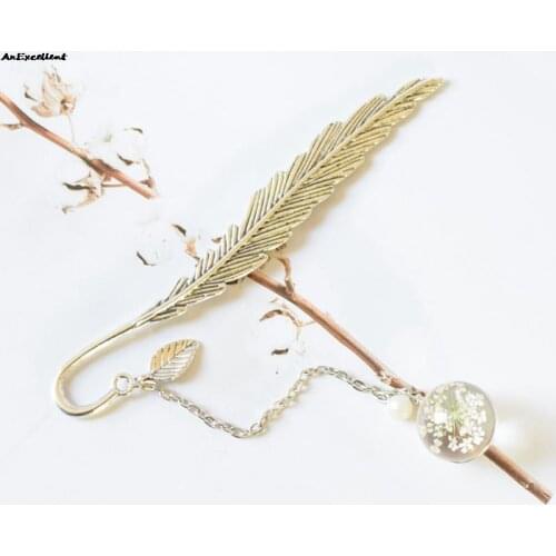 Retro Dry Flower Specimens Pendant Bookmark Novelty Book Label For Girls Vintage Jewelry Kids Gift Stationery Book Accessories