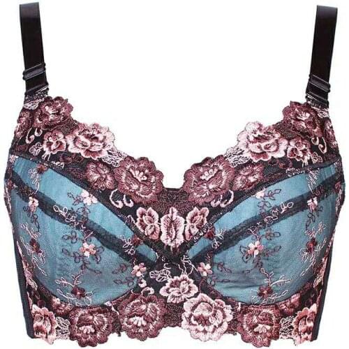 Plus Size 48FGH 110FGH soutien gorge femme sexy lingeries lace Embroidery underwear women sexy bra gather adjustable bras