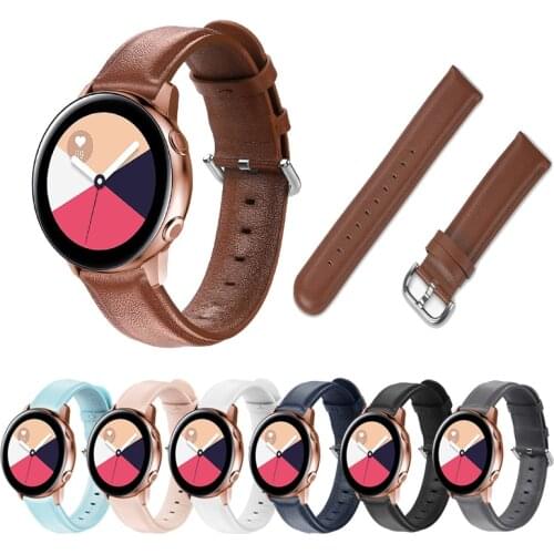 20mm 22mm Calf Leather Band Strap for Samsung Galaxy Watch Active 2 40mm 44mm for Watch3 41mm/Gear Sport watchband