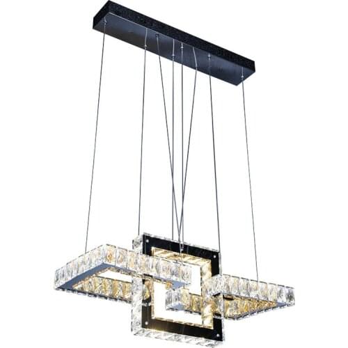 Luxury Dimmable Crystal And Stainless Steel LED Pendant Light Fixture For Kitchen Island Dinning Living Room Suspended Lamps