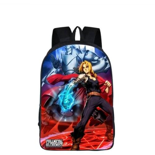 Anime Fullmetal Alchemist Backpack For Teenagers Edward Elric Children School Backpack Bags Kids Men Casual Travel Rucksack Bag