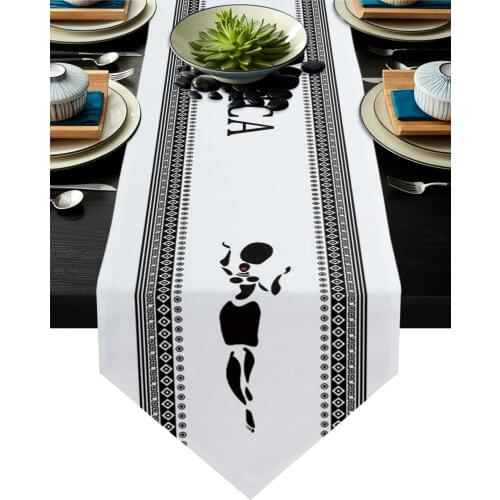 African Tribe Pattern Ethnic Women Modern Table Runner Wedding For Party Event Home Decoration Table Cover Mat Decor Accessories