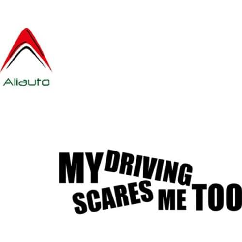 Aliauto Fashion Words Car Sticker My Driving Scares Me Too Auto Exterior Accessories Vinyl Decal Sunscreen Waterproof,12cm*4cm