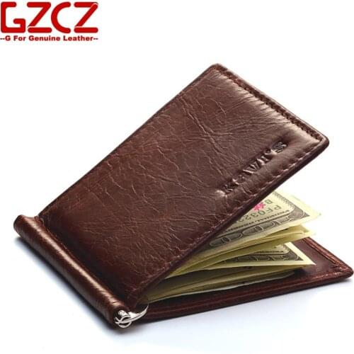 ID Holder Leather Slim Money Clip Casual Small Men Card Wallet Clamp Cash Holder For Men Leather Coin Wallet ID Holders 2019