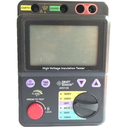 Smart Sensor AR3126 Digital High Voltage Insulation Resistance Tester 500~5000V / 0M~1000Gohm Megohmmeter Megger