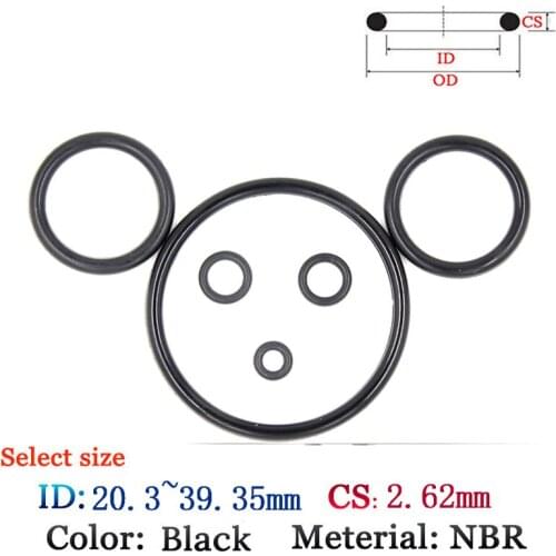 NBR Gasket O-Ring CS2.62mm ID20.3mm-39.35mm Plastic O-Ring set Fluoro Rubber oil and water seal gasket Silicone Ring Seal Film