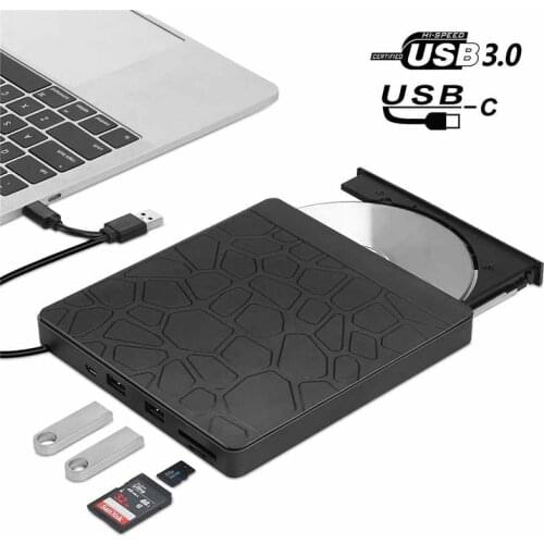 T9 External Optical Drive USB3.0 Type-C External CD Burner Multi-functional High Speed CD/DVD Player TF/SD Card Reader