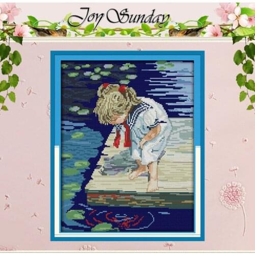 Free Ship Lakeside Girl Pattern Counted Cross Stitch 11CT 14CT Cross Stitch child Cross Stitch Kit for Embroidery Needlework