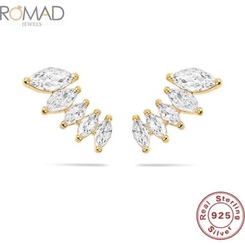 ROMAD 2020 Diamond Petal Earrings Piercing Joyero 925 Sterling Silver Stud Earrings For Women Fashion Jewelry Aretes De Mujer