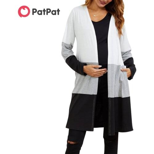 PatPat Maternity Colorblock Long-sleeve Women Cardigan Jacket