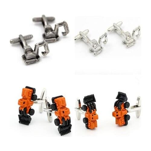 10pairs/lot Creative Digger Cufflinks Excavator Model Mini Digger Cuff Links Shirt Cuff Bottons Cufflinks Mens Jewelry