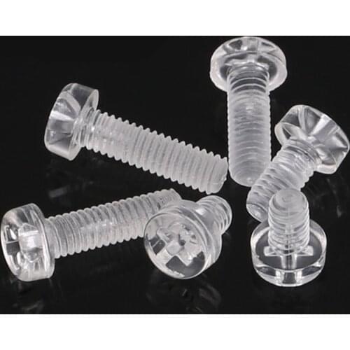 100pcs Transparent Acrylic PC Screw M3 M4 M5 M6 Acrylic Screws Phillips Head Round Pan Socket Transparent Nylon PC Screws Nuts