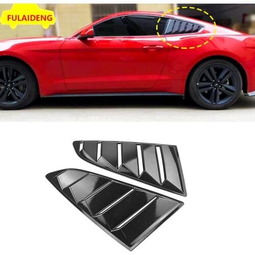 2PCS For Ford Mustang 2015-2019 Carbon fiber ABS 1/4 Quarter Side Window Louvers Scoop Cover Vent Car Styling Accessories