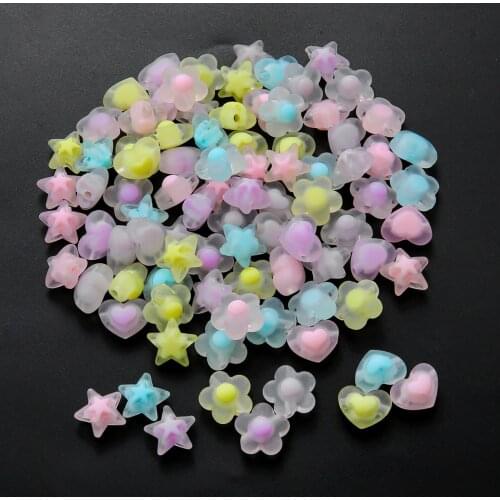20pcs Acrylic Beads Heart Five-Pointed Star Plum Bossom Shape Beads For Jewelry Making DIY Necklace Earrings Accessories