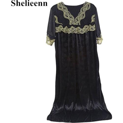 2021 Women 3/4 Sleeve Homewear Sexy Lace Nightdress V-neck Loose Nightwear Home Dressing Gown Summer New Long Nightgowns Women