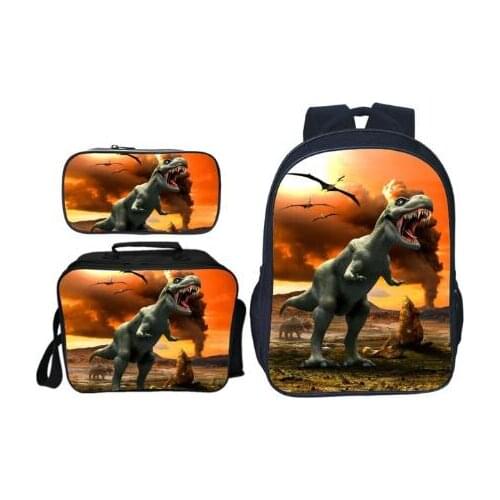 3Pcs/Set Popular Fashion Animal Printing Jurassic World Children School Bags Dinosaur Boys Backpack for Kids Schoolbag for Girls