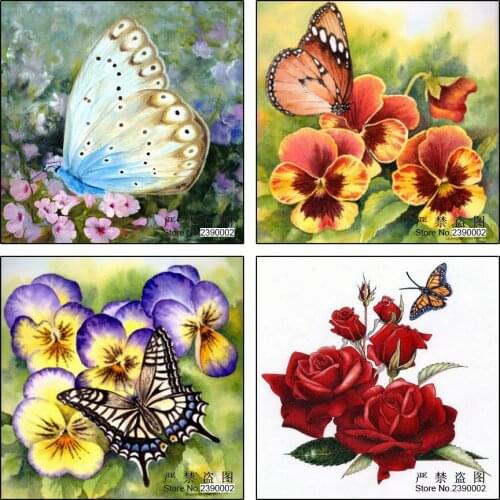 3D Diy Diamond Mosaic Embroidery Flower & Butterfly Red Rose Rhinestones Pictures Diamond Painting Cross Stitch Needlework