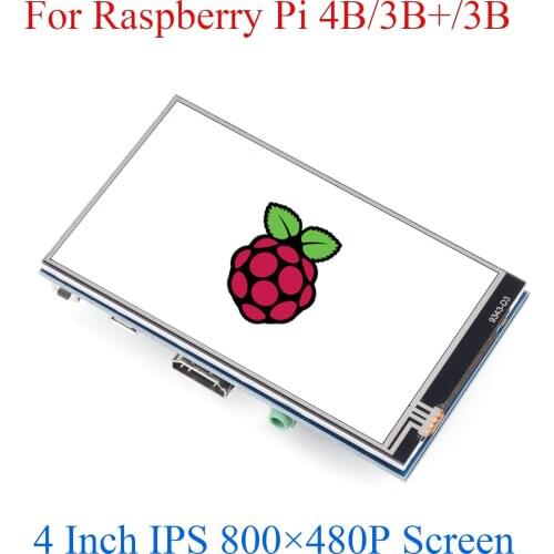 4 inch Touch Screen 800*480 HDMI-Compatible Display TFT IPS LCD Touchscreen For Raspberry Pi 4 Model B / 3B+ /3B / Zore W